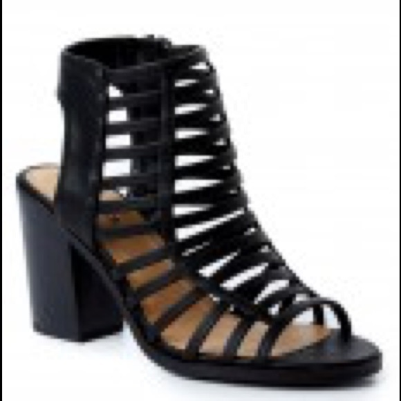 NIB Black Caged Block Heels Sz 7 - Picture 4 of 4